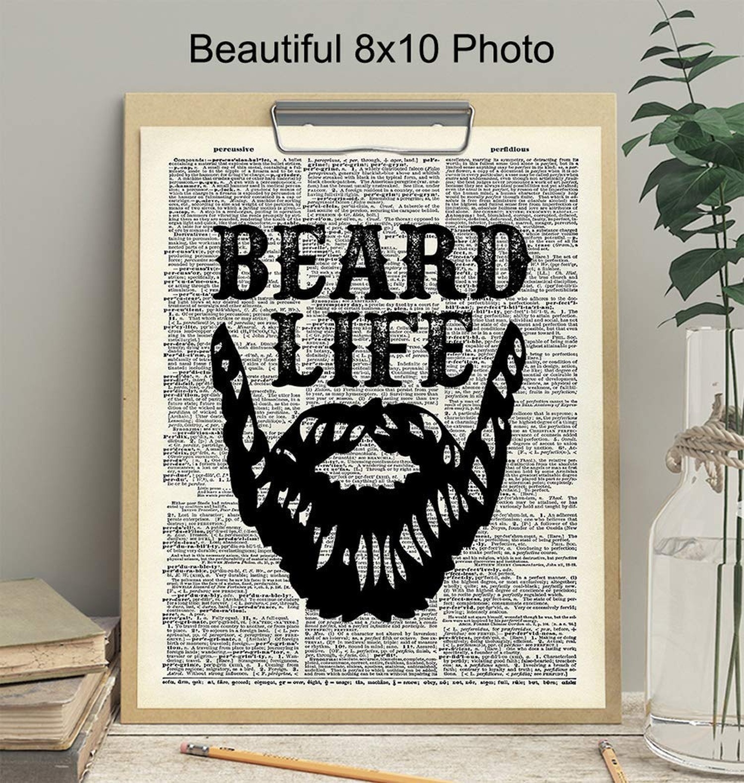 Beard Life Typography Bathroom Wall Art 8×10 Poster Print – Unique Home Decor…