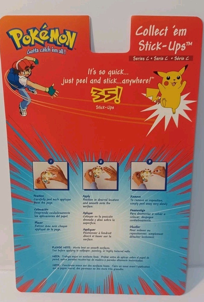1999 Pokemon Stick Ups Wall Decals Series C in Original Package