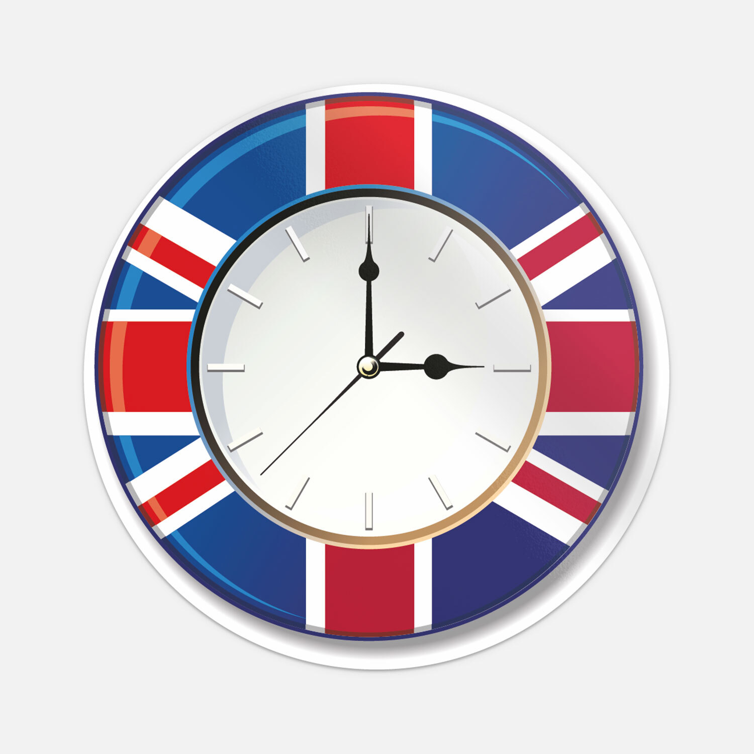 United Kingdom Clock With National Flag Car Bumper Sticker Decal