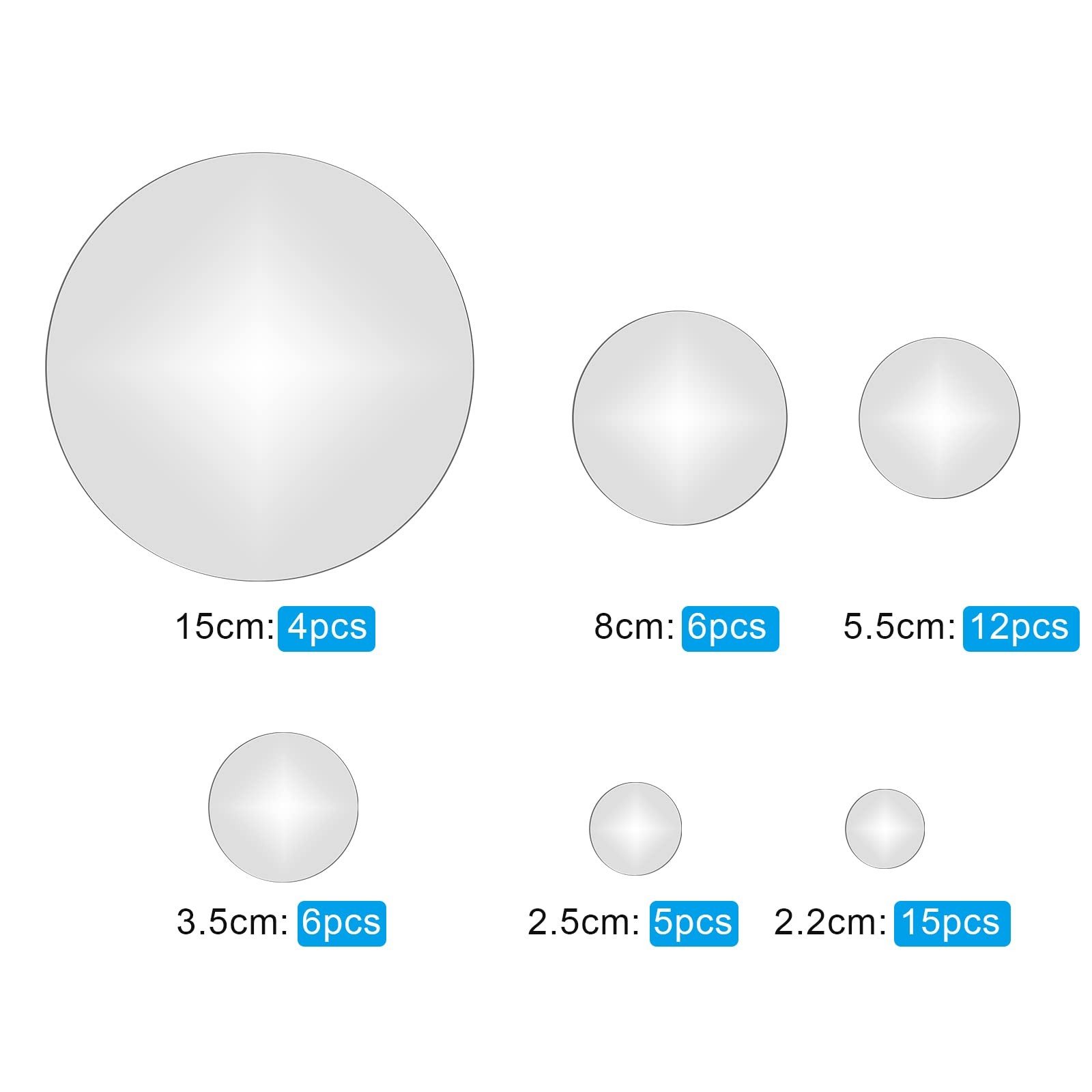 48/96 Pcs Acrylic Mirror Wall Stickers Removable Circle Mirrors Wall Decor Ro…