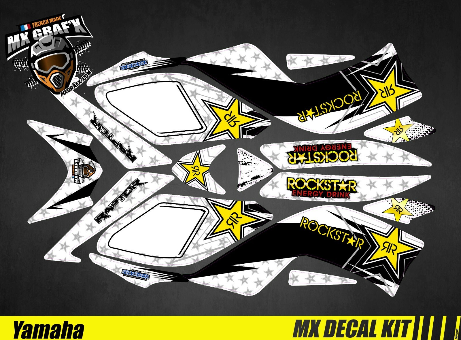 Decal Kit for Yamaha Raptor – Rockstar White 2