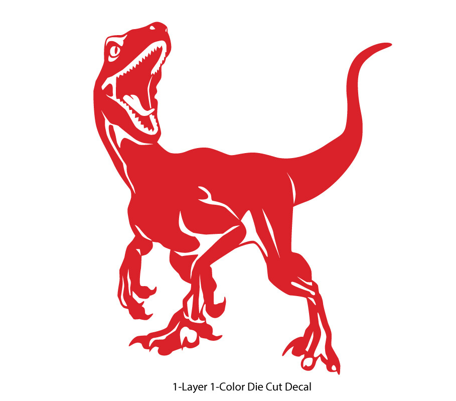 Dinosaur – Roaring Velociraptor #2 – Jurassic Period – 4-21" wide – DieCut Decal