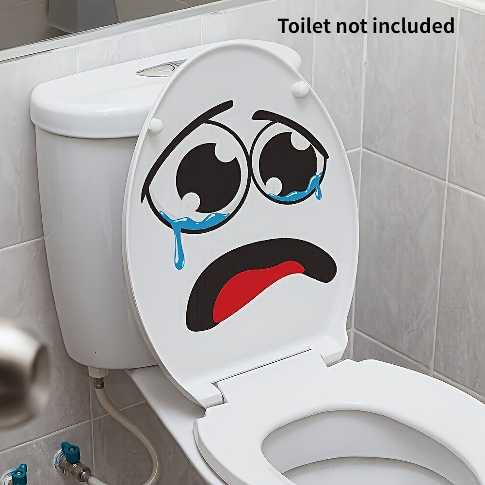 Lightweight Adaptable Compact Funny Crying Face Toilet Sticker for Bathroom Home