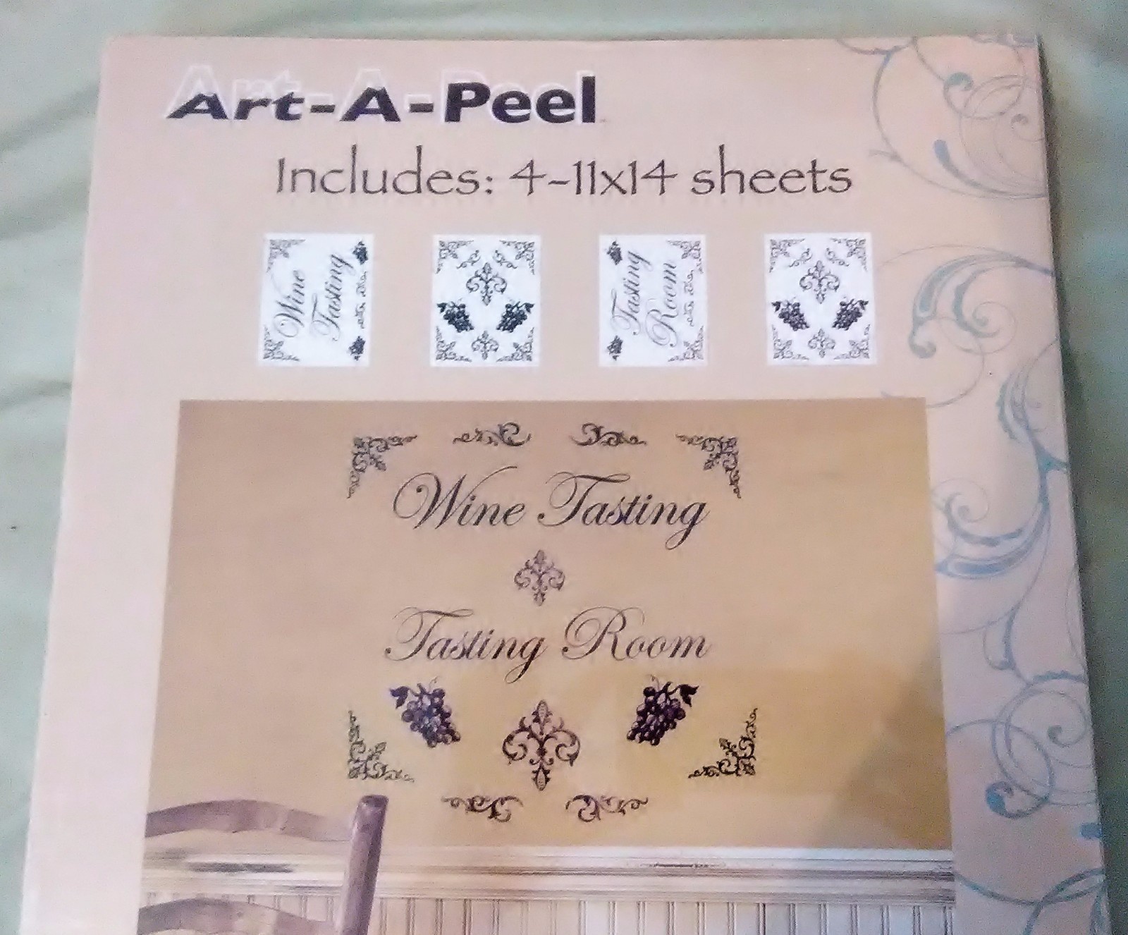 Wine Tasting Wall Decals/Stickers Art-A-Peel, 4 Sheets 11" x 14" Room Black NEW
