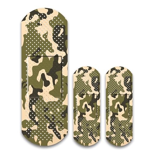Camo Bandage Band Aid Decal Sticker – 3 Pack – 1-9×3 Inch and 2-5×1.67 Inch