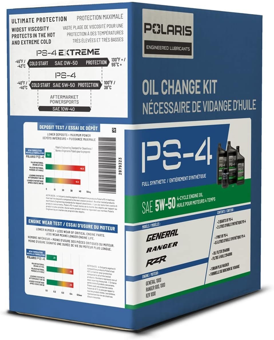 PS4 Oil Change Kit for Specific RANGER, GENERAL, RZR, ACE 900 XC Models With 4 S
