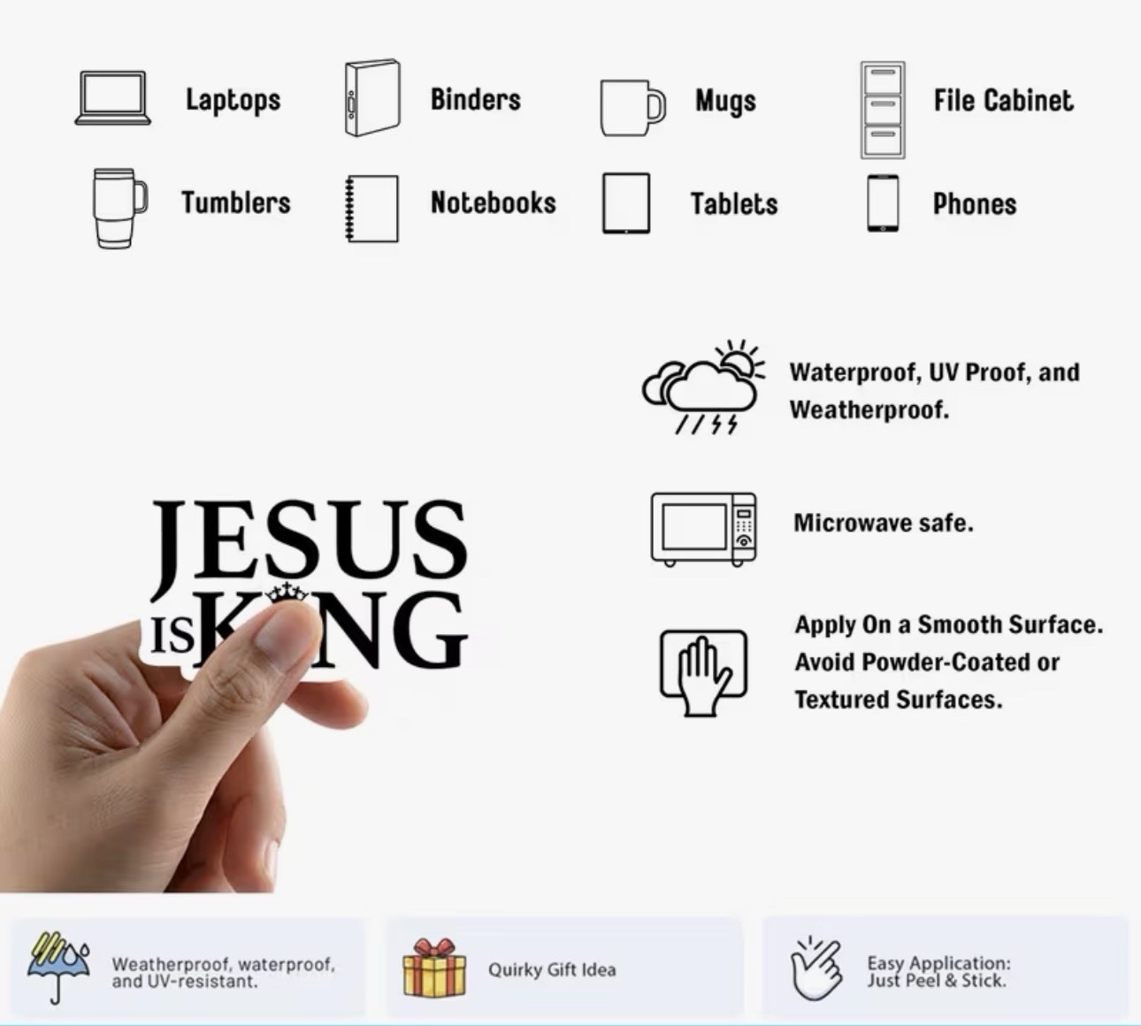 JESUS IS KING 2” VINYL DECAL DIECUT STICKER GOD CHRISTIAN FAITH 1PC