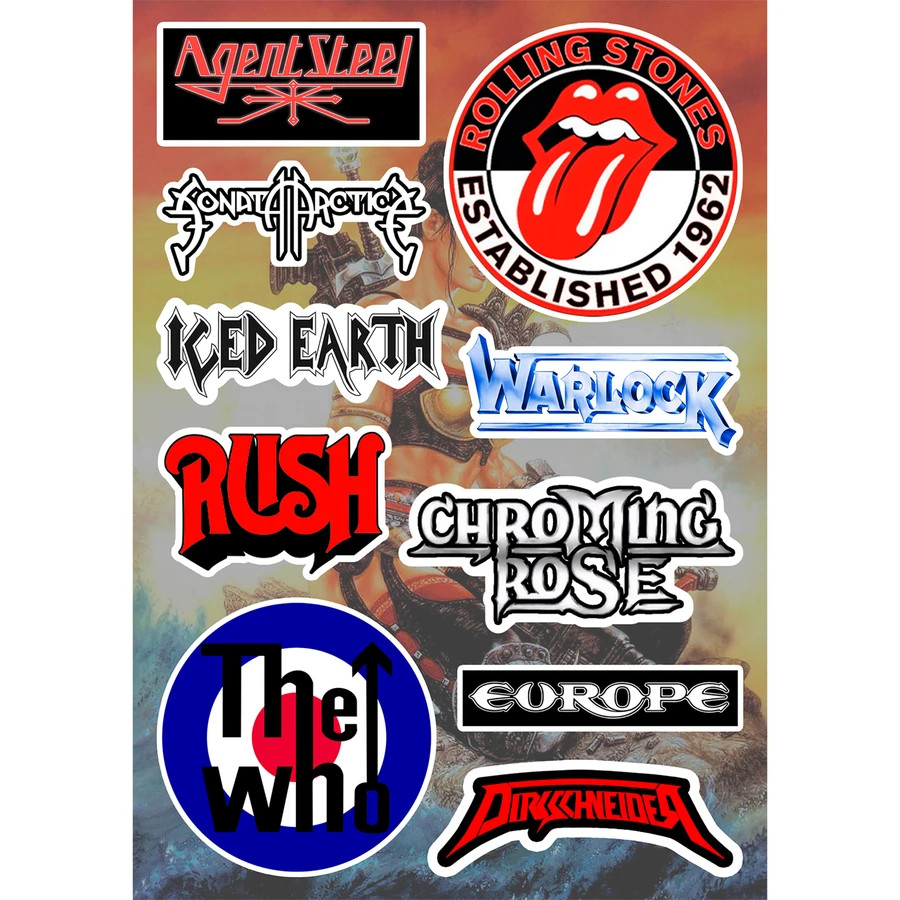 Rock & Metal Bands Sticker Pack Van Halen Nazareth Warlock Dio Blind Guardian