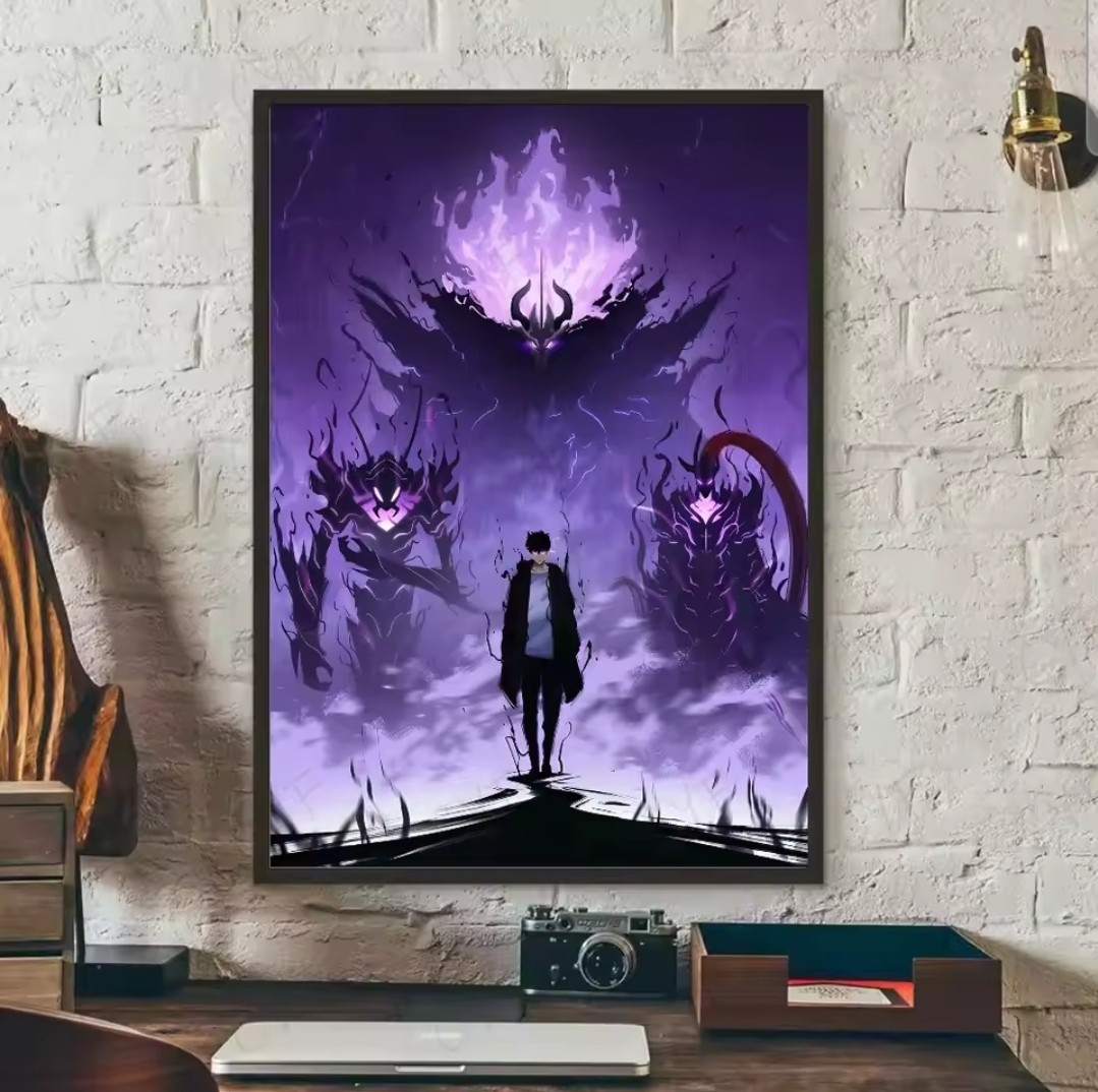 Solo Leveling Poster Wall Art Sun Jinwoo Canvas Cotton Unframed