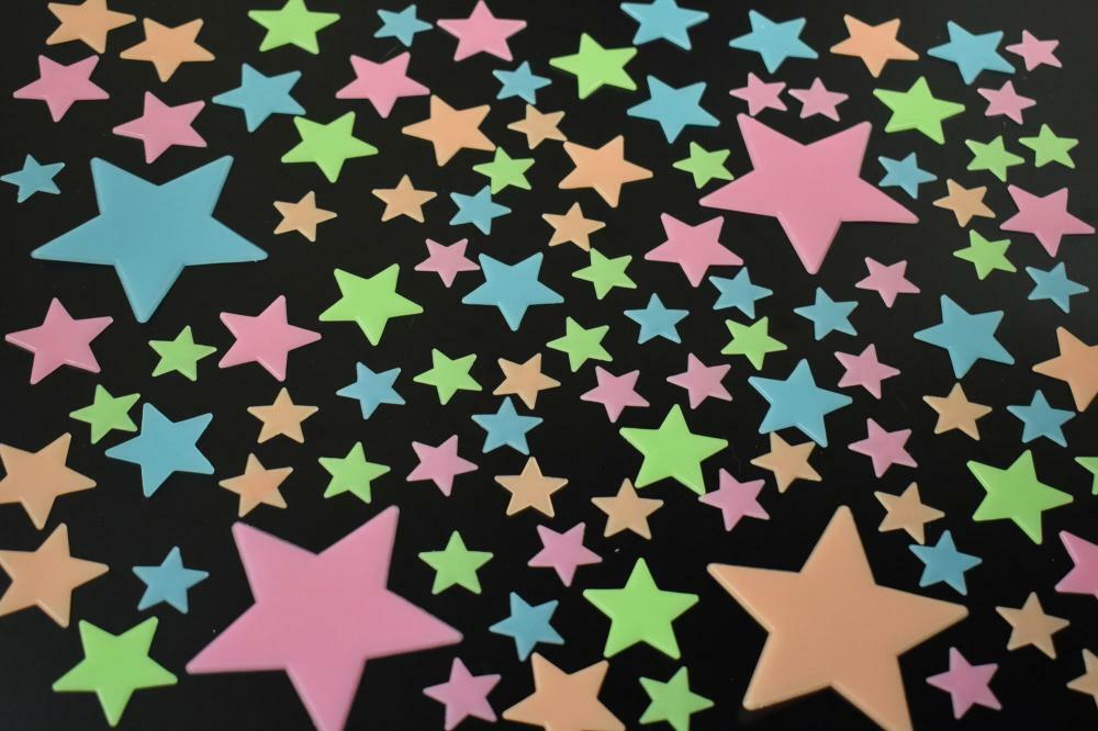DirectGlow 100pc Multicolor Glow in the Dark Cosmic Stars Wall Ceiling Decor