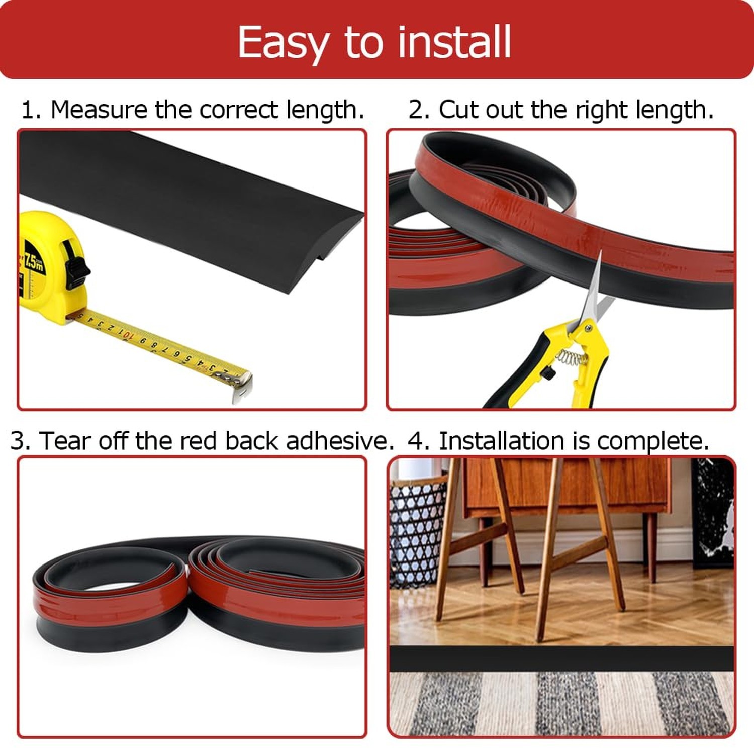 Carpet Floor Transition Strip 10Ft, Self-Adhesive Carpet to Tile Transition E…
