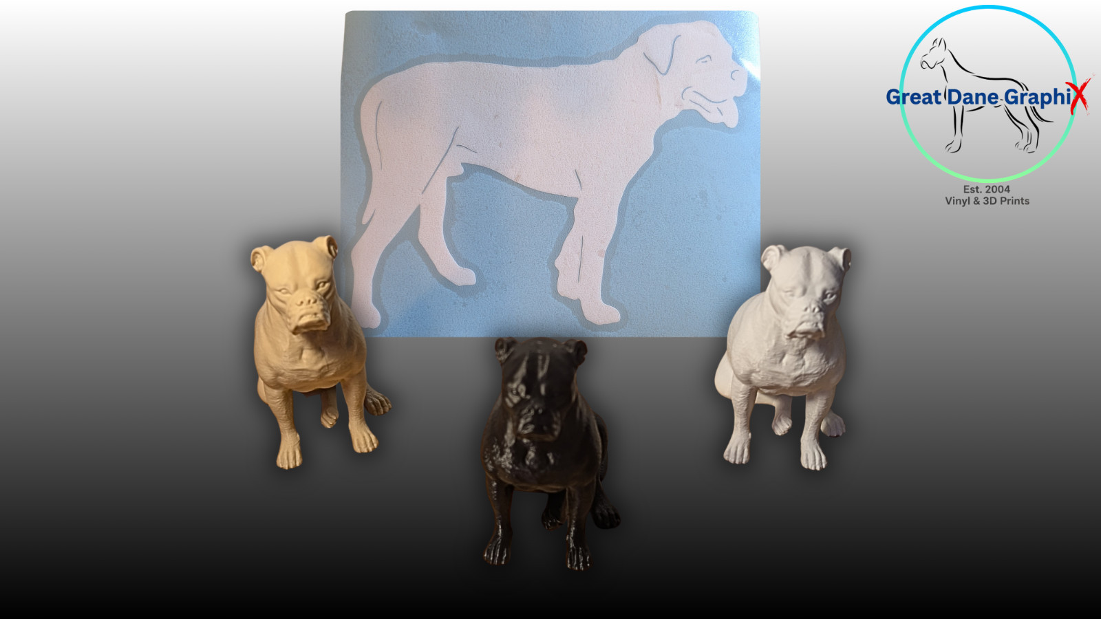 Bulldog Figure & Decal Set – 3D Printed – Paintable DIY Dog Combo Set