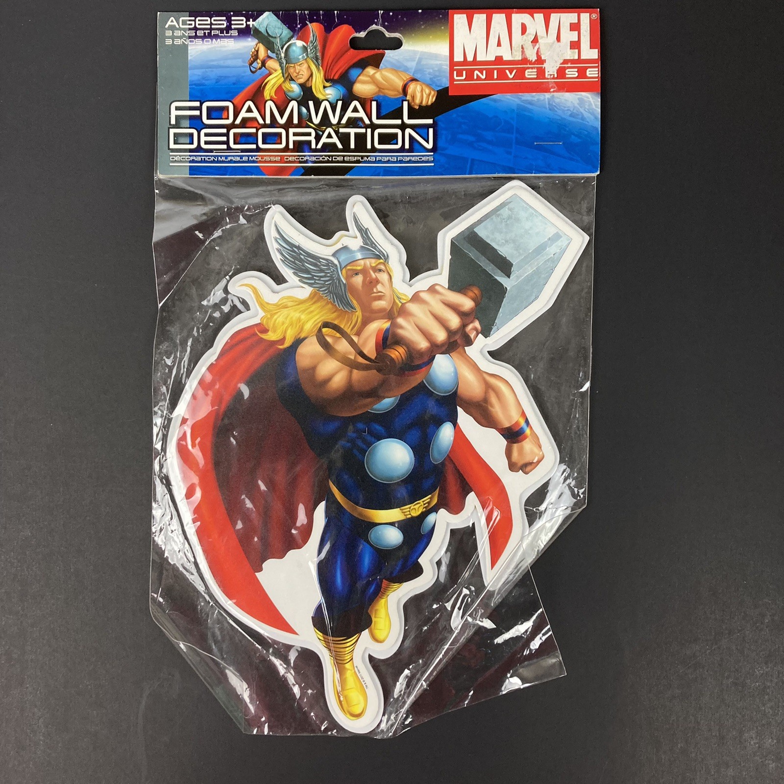 MARVEL UNIVERSE THOR FOAM WALL DECORATION STICKER 9.75" x 7.25" NEW in Package