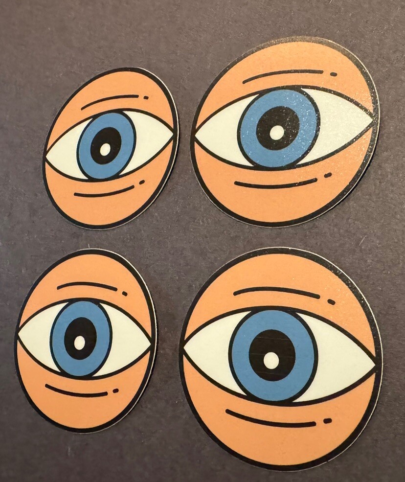 Vinyl Eye Stickers 2” Set Of 4 + 1 Mystery Glow In The Dark Fantasy GOT