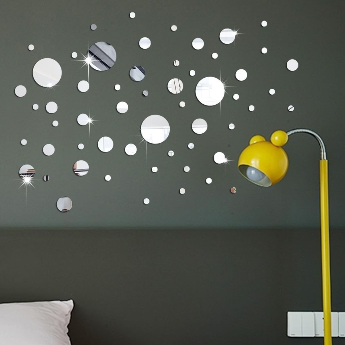32PCS 3D Acrylic Mirror Wall Stickers Removable Peel & Stick Home Decor Silver
