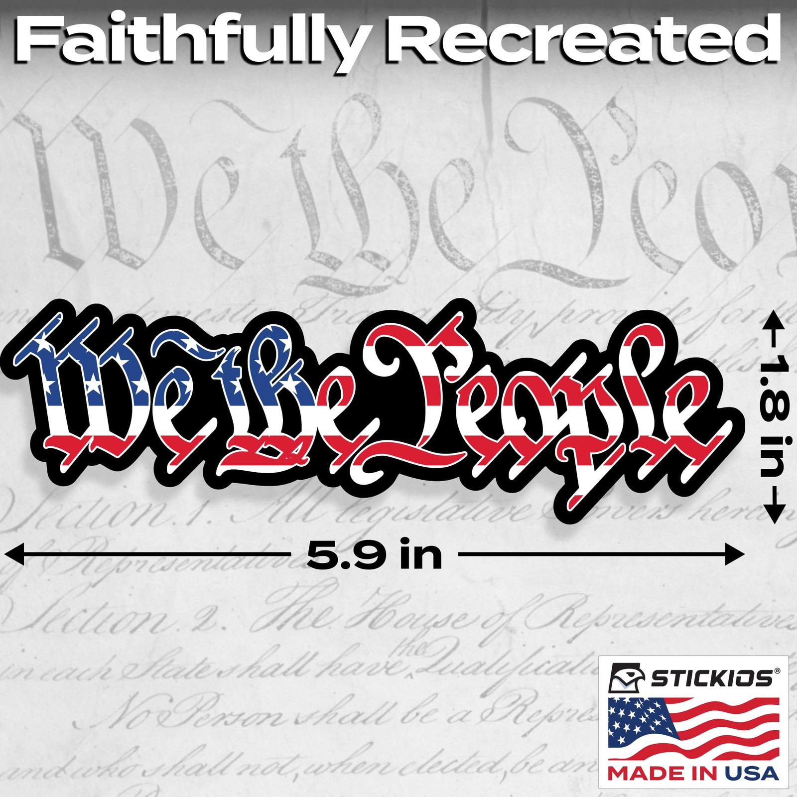 American Flag Car Stickers 2Pack Decals for Windows Made in USA