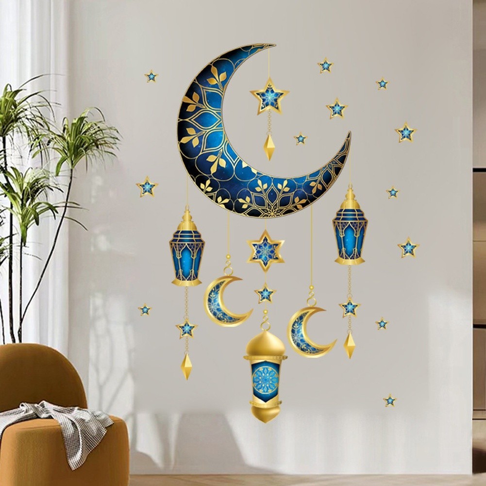 Wall Sticker Star Moon Design UV Printed PVC for Living Room Bedroom Decoration