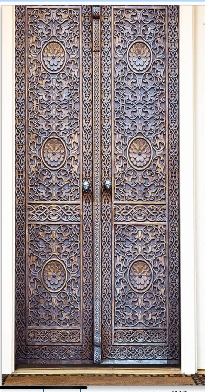 3D Door Decals, Modern Art Brushed Silver 3D Door 2pc set
