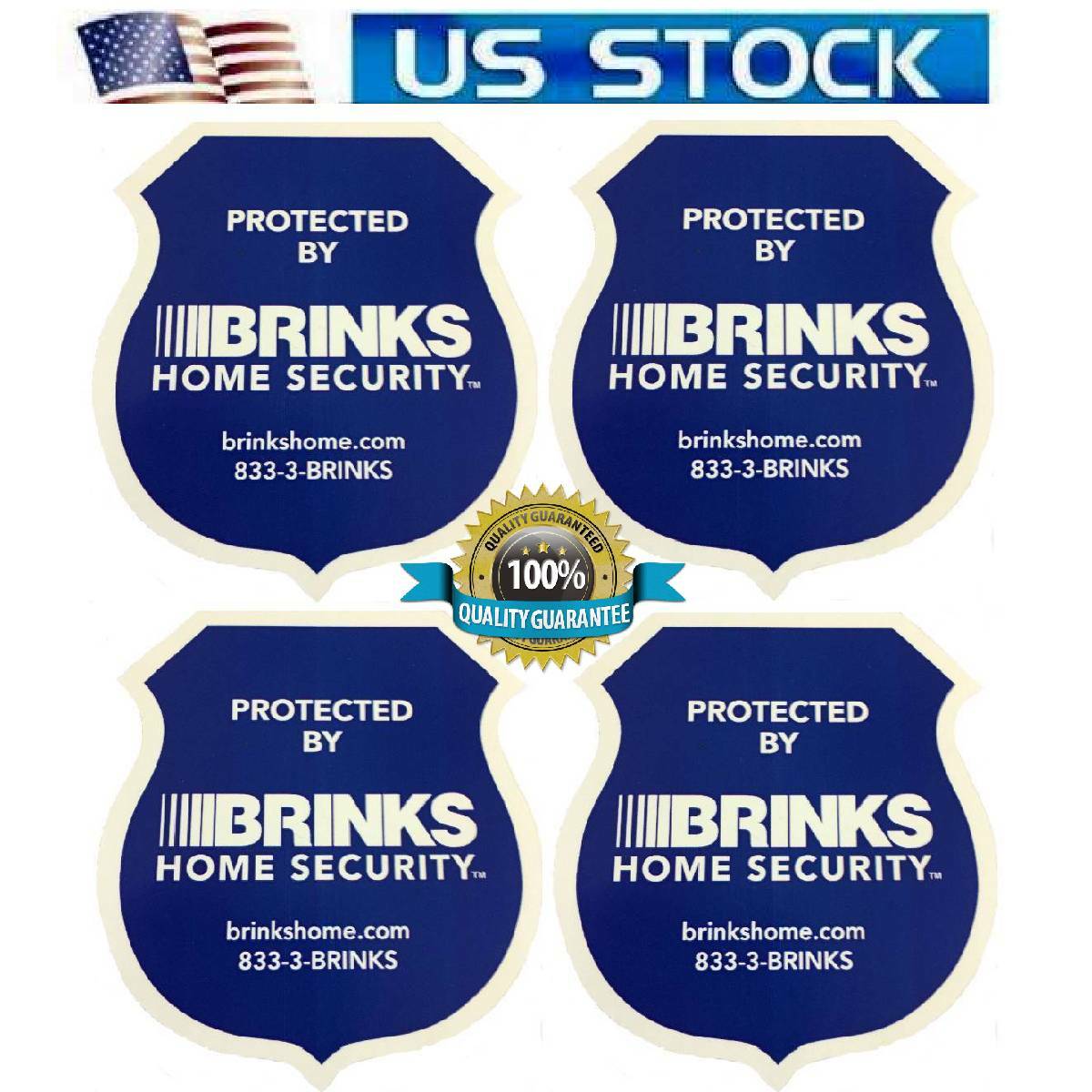 4 Stickers Decals For Windows Brinks Security Alarm Home Porch Doorbell Cameras