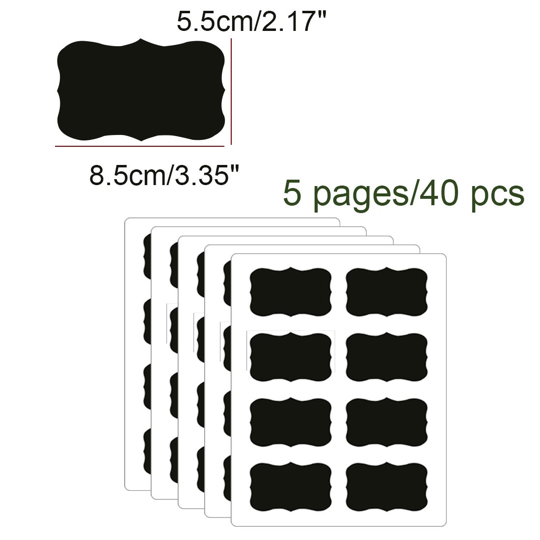 40pcs Chalkboard Labels Water-resistant Removable Blackboard Storage Sticker