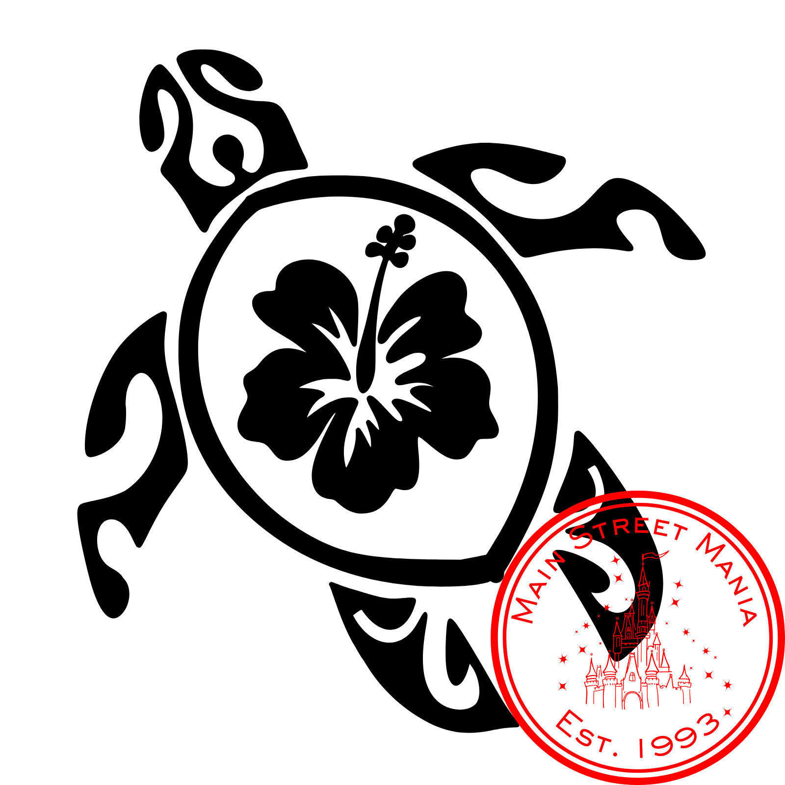 Hibiscus Sea Turtle Sticker Decal Hawaiian Tropical Tiki Hawaii