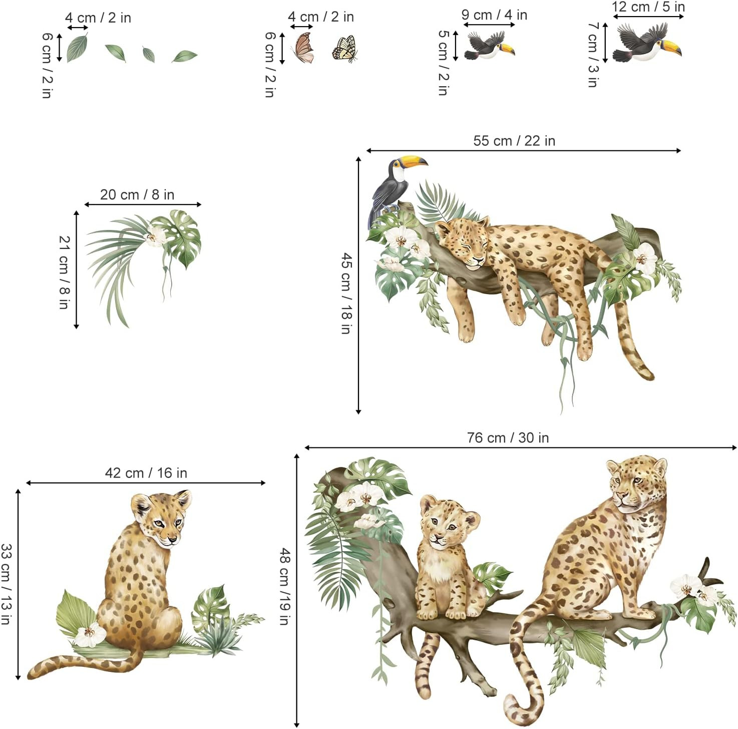 decalmile Leopard Safari Wall Decals Jungle Animals Cheetah Stickers A
