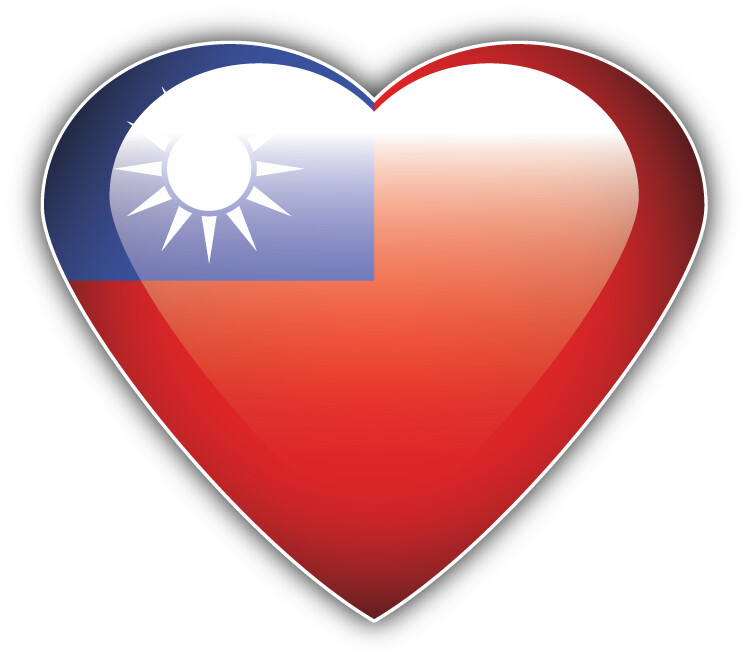 Taiwan World Flag Glossy Heart Car Bumper Sticker Decal