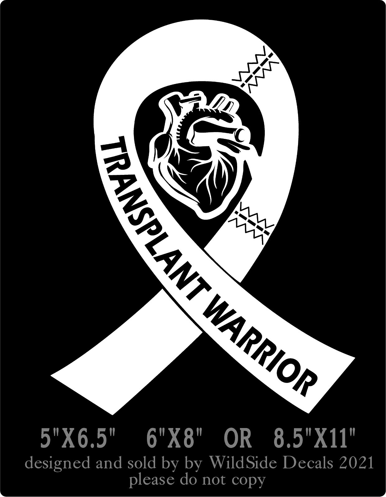 Heart Transplant Warrior Decal Memorial Ribbon Vinyl Car Truck Laptop Sticker