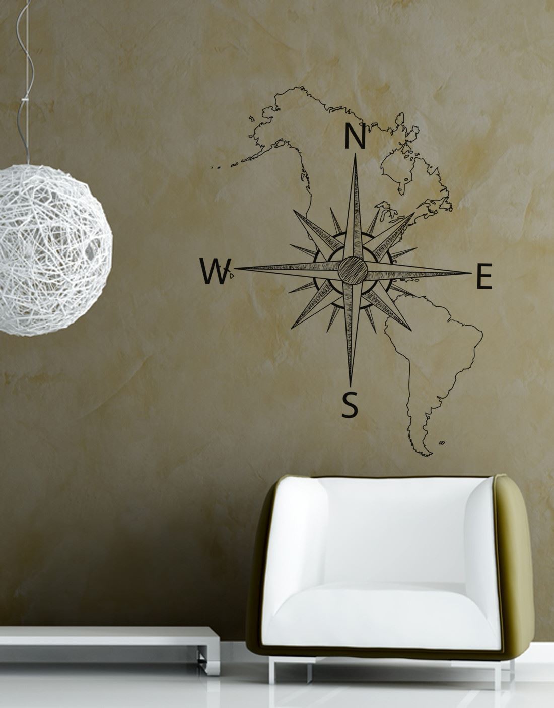 Nautical Map of North & South America w/ Compass Wall Decal Stickerbrand #6018