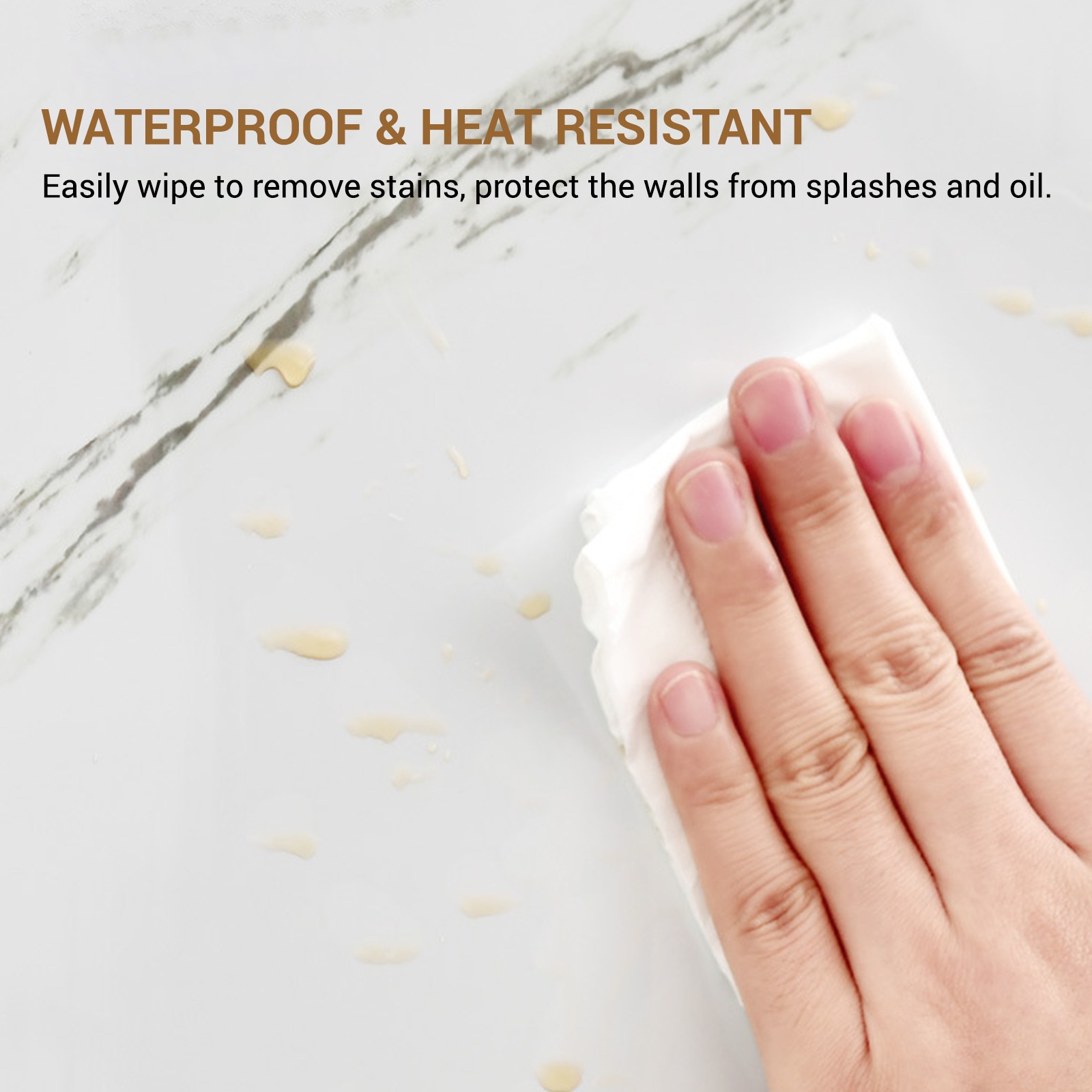 Marble Tile Stickers 60x30cm Self Adhesive Wall Tiles Waterproof Peel and Stick