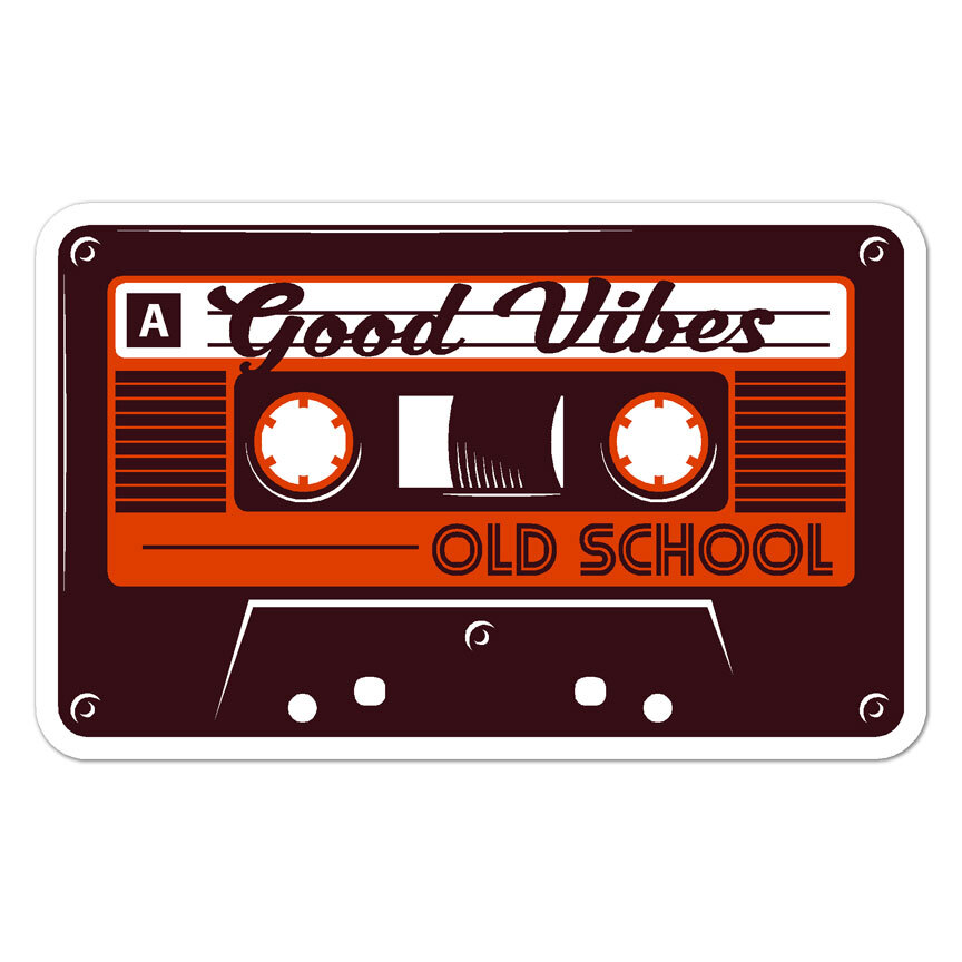 Good Vibes Music Cassette, Vinyl Decal Sticker, Indoor Outdoor, 3 Sizes, #8773