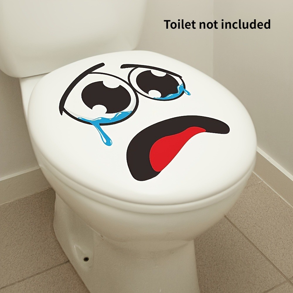 Lightweight Adaptable Compact Funny Crying Face Toilet Sticker for Bathroom Home