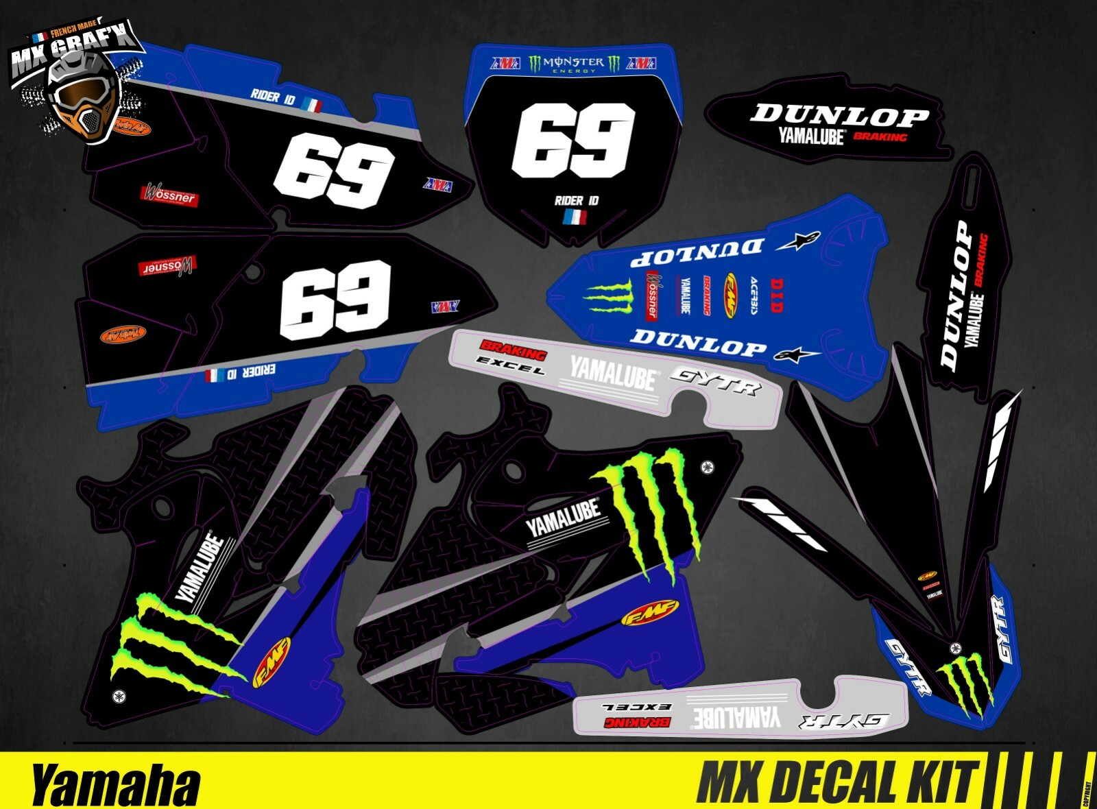 Mx Grafx Yamaha YZ 125-250 Moto Decal Kit Replica D. FERRANDIS