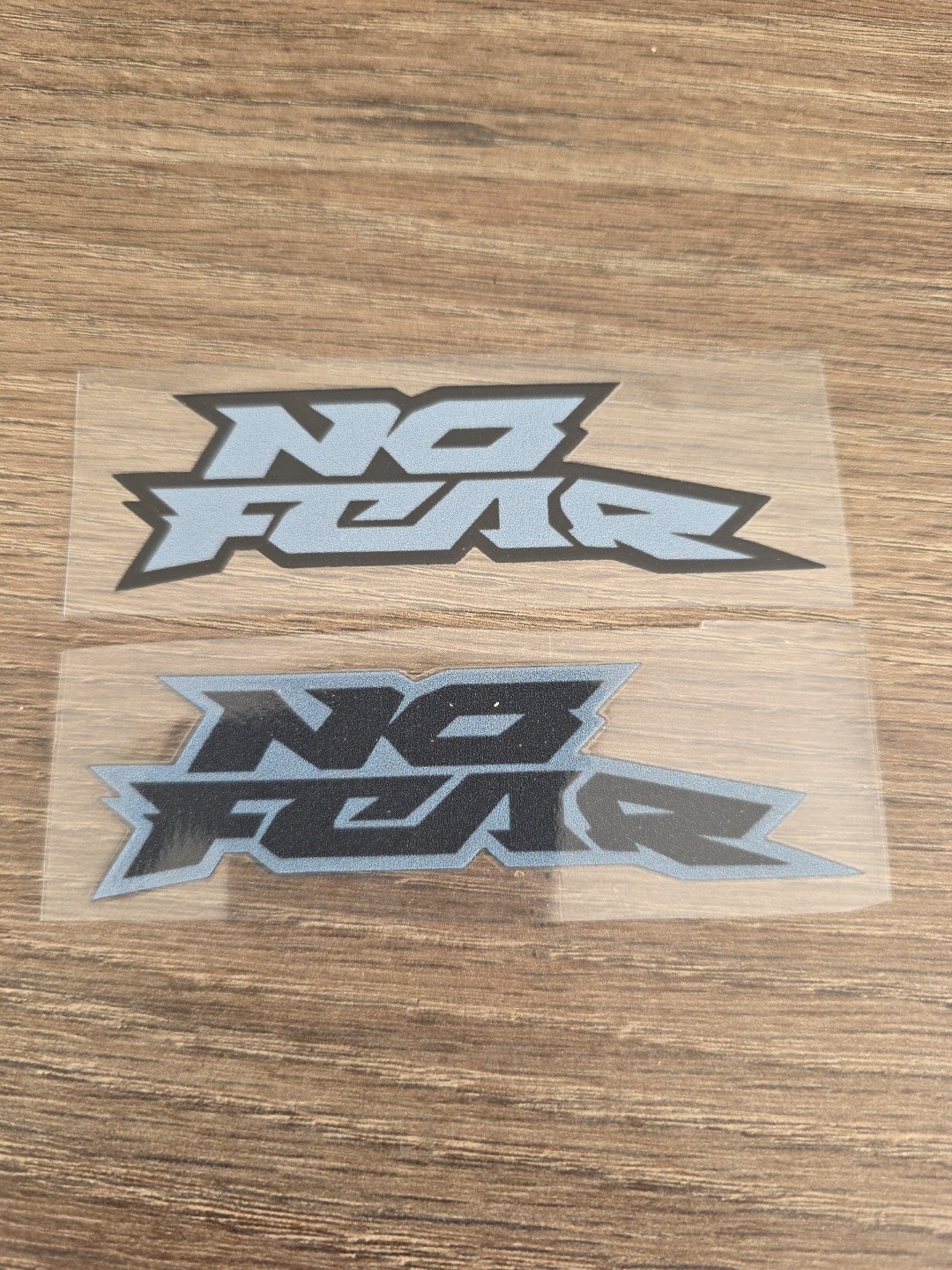 2X NO FEAR Grey & Black Outlined Raised UVDTF DECAL STICKER Waterproof 4in.