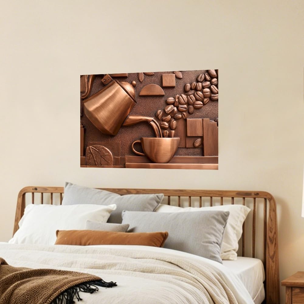 Peel and Stick Kitchen Backsplash Wallpaper 35.4 x 23.6 Inch Coffee Copper Ar…