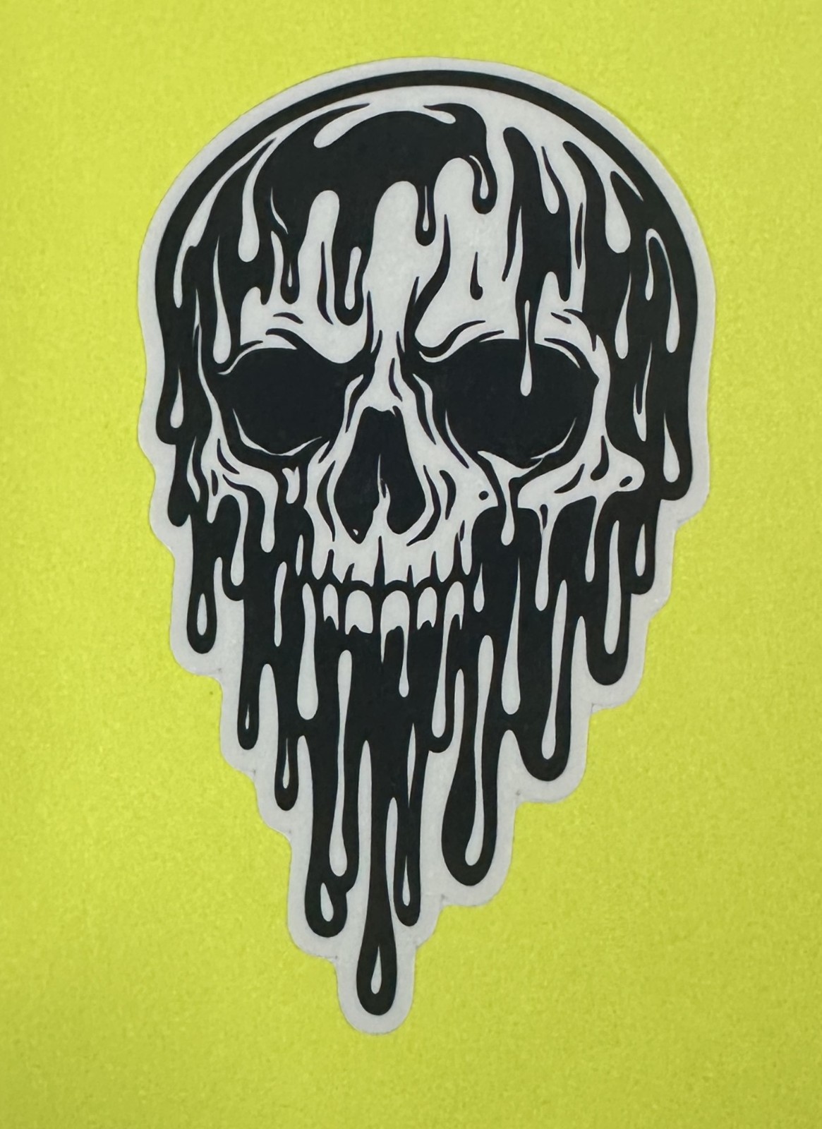 3 inch Melting Skull Vinyl Sticker Gothic Horror Black White Skeleton Decal