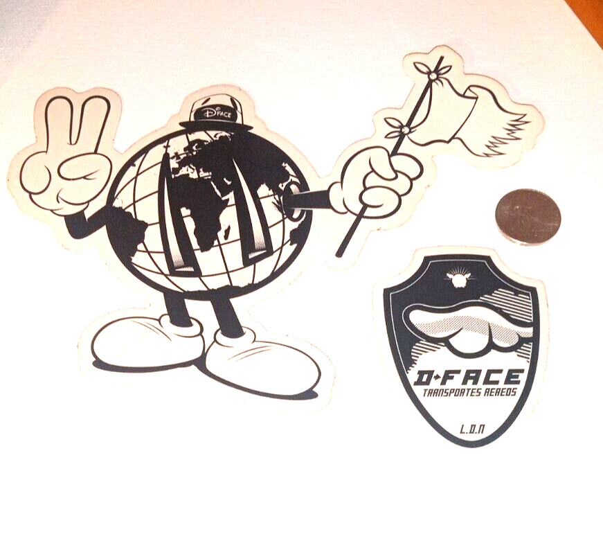 Dface 2 Sticker set lot graffiti art UK globe world flag shield street Britsih