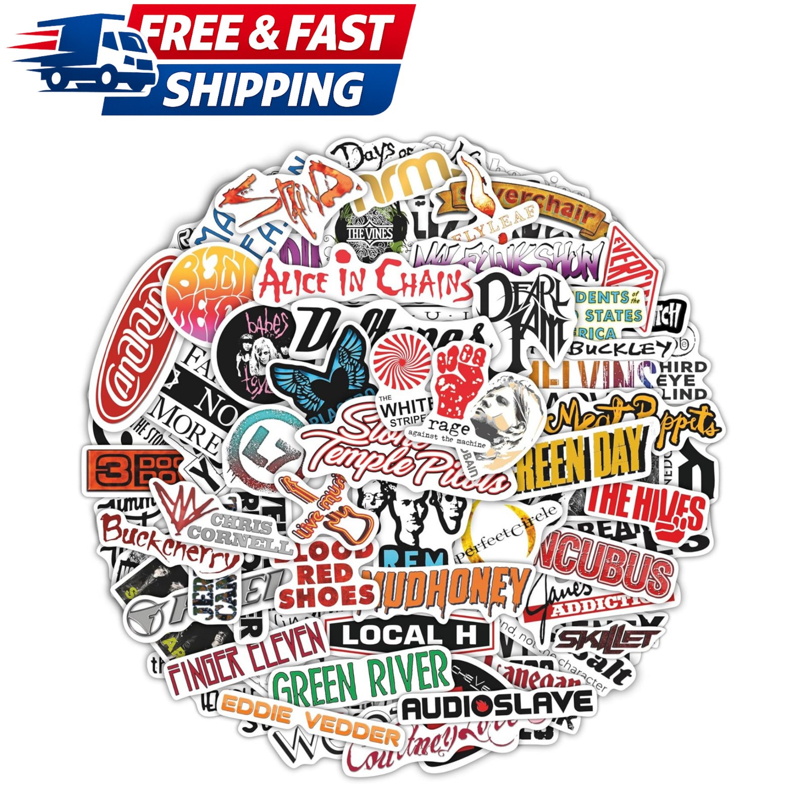 100PCS Grunge Rock Band Stickers Waterproof Vinyl Decals for Laptop