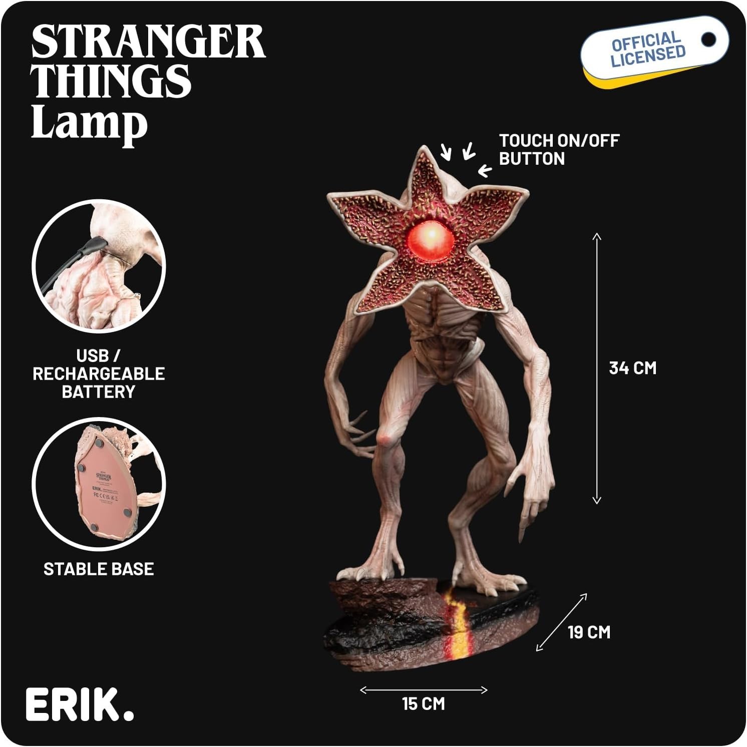 Stranger Things Collector's Light – Demogorgon Figure – USB & Battery Powered Ro
