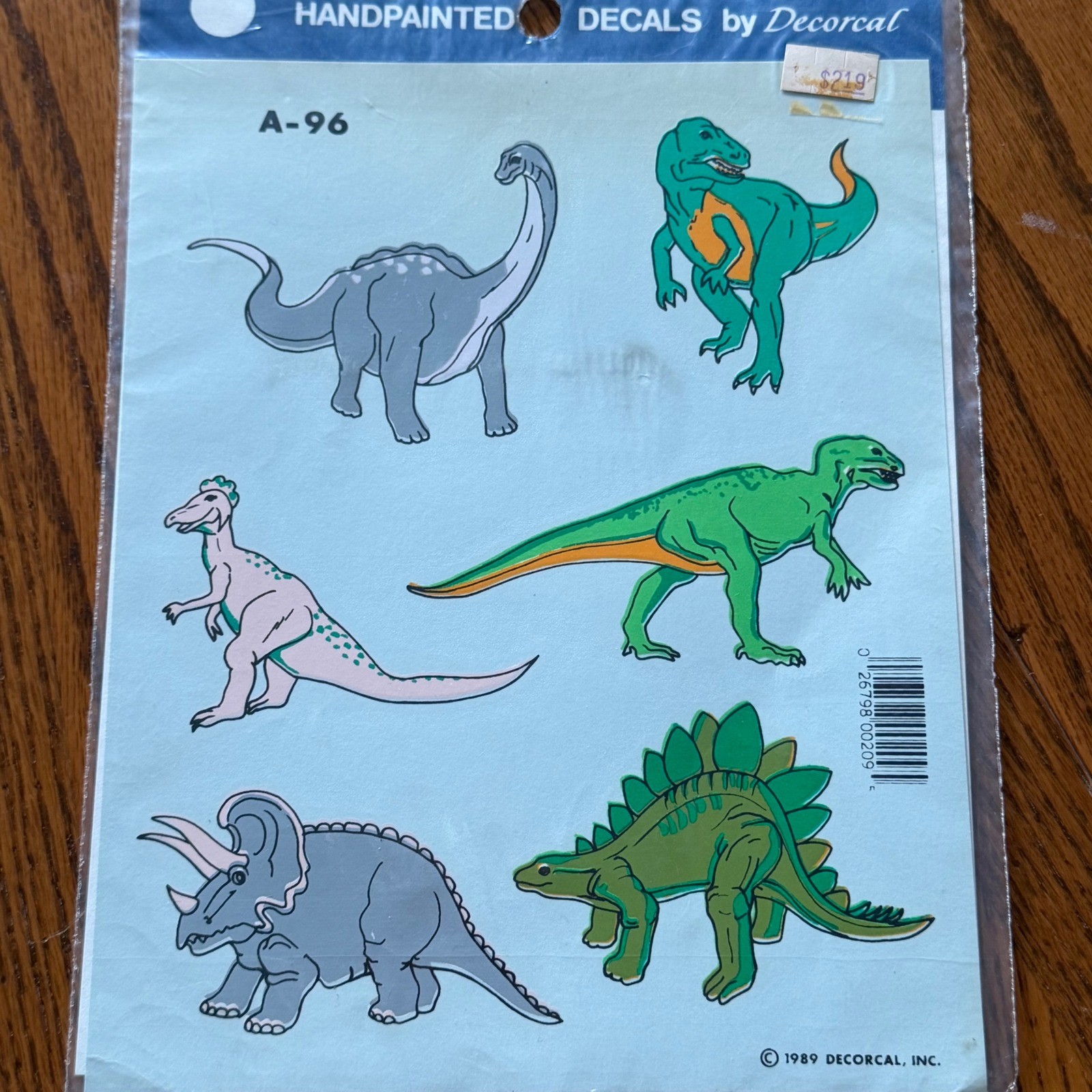 Vintage Dinosaurs Decal New Decoral 1989 Handpainted Rare USA Decorating Boys