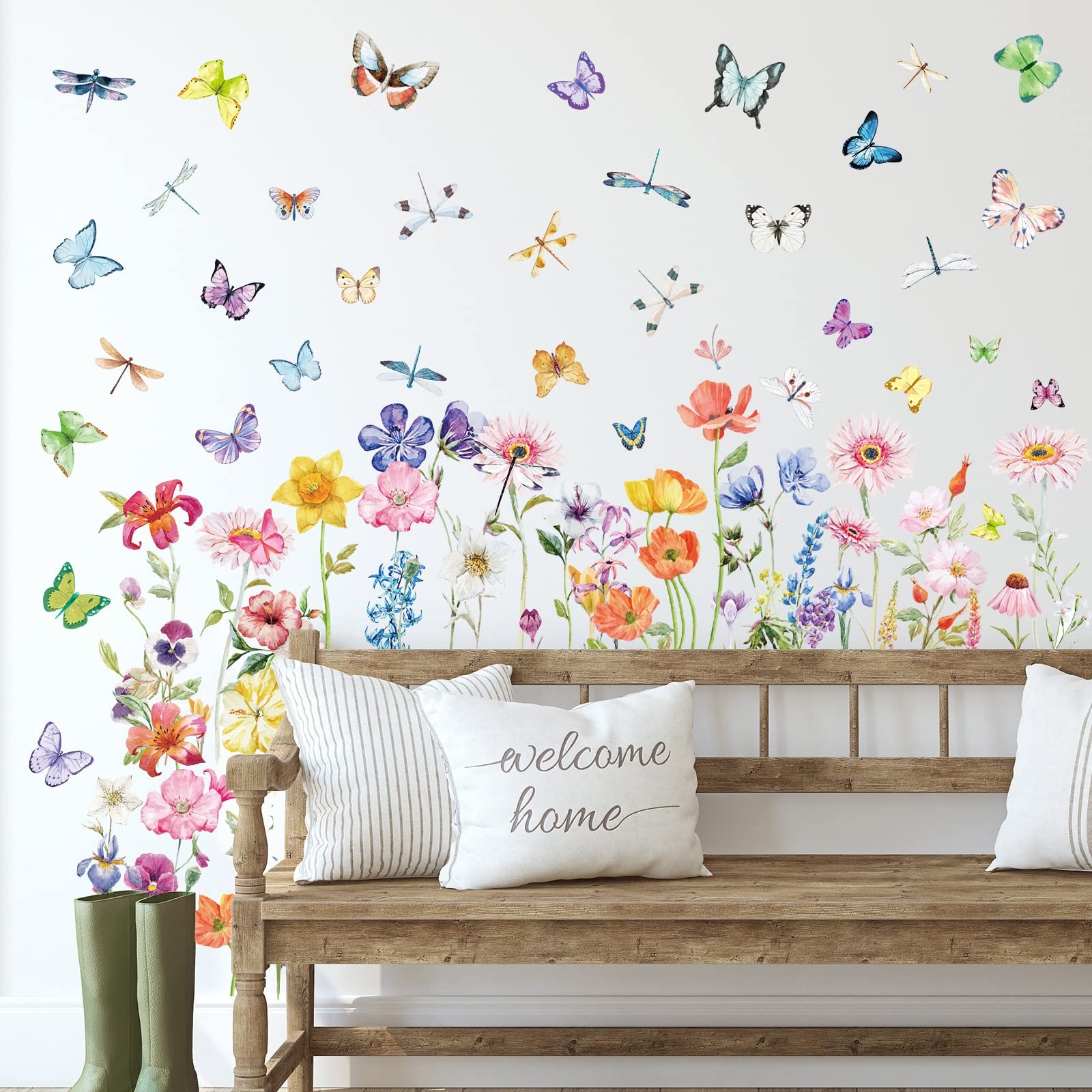 Zonon 6 Pcs Flowers Wall Decals Stickers Vinyl As Shown in the Picture