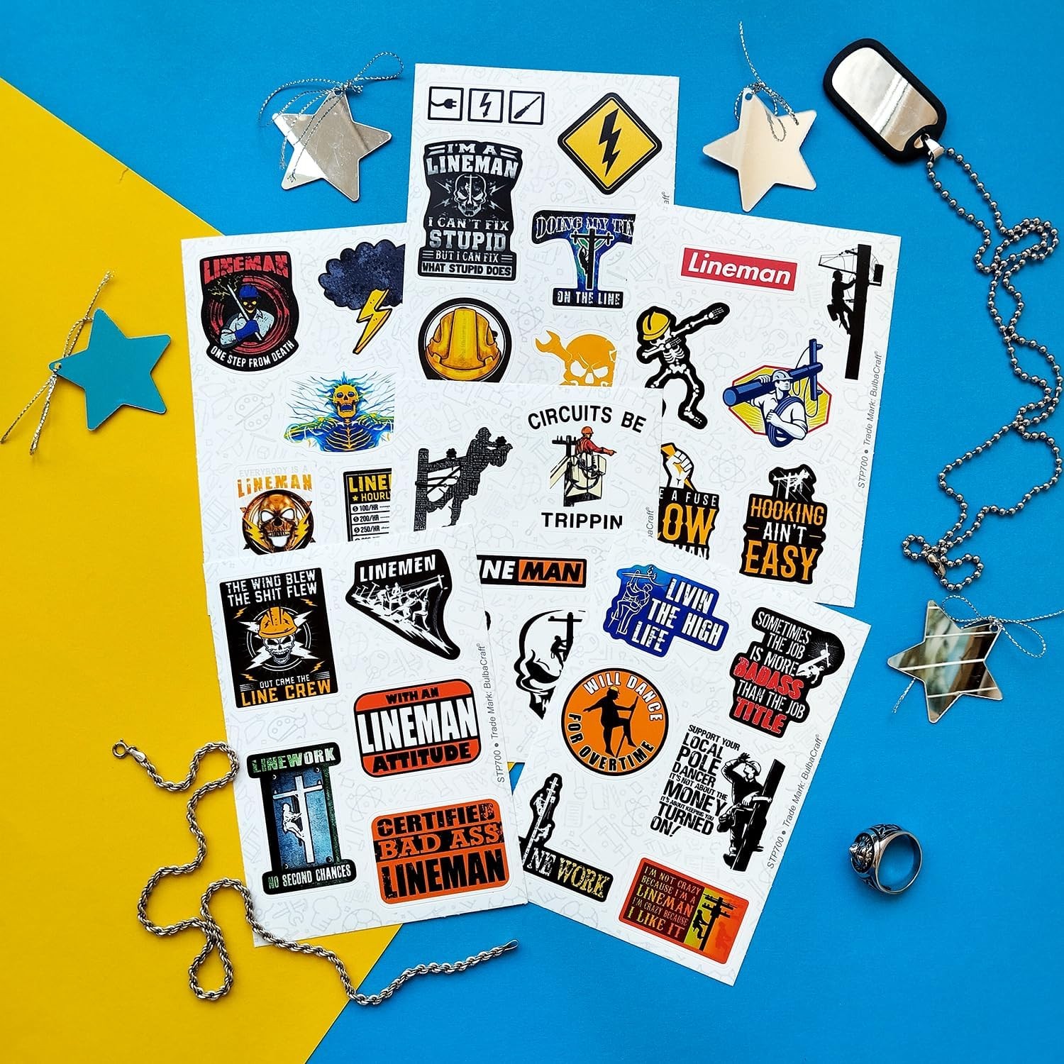 100 Pcs Lineman Stickers for Hard Hats – Durable Construction Decals
