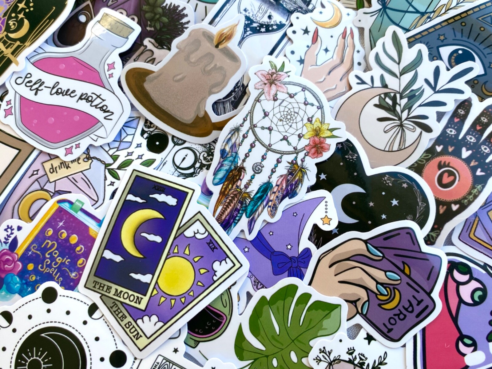 5-50 pcs Gothic Stickers, Halloween Wizard Raven Dark Candle Water Bottle Decals