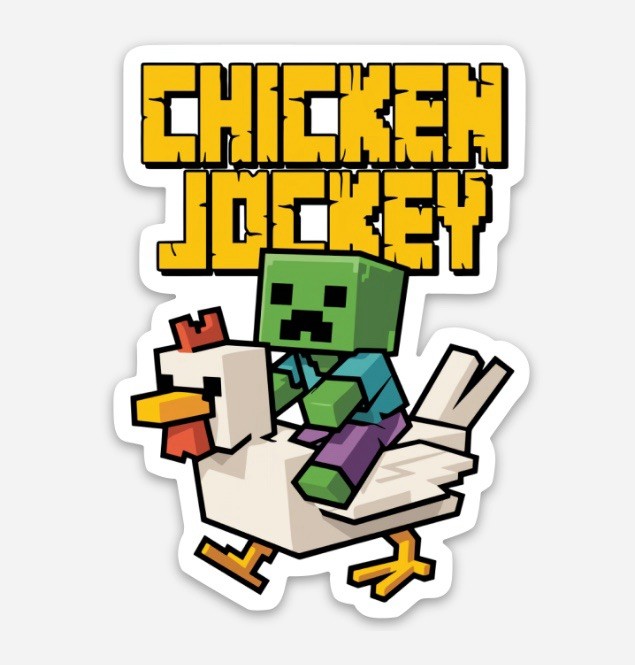 3” Minecraft Chicken Jockey Sticker Decal Matte Finish Dishwasher Safe