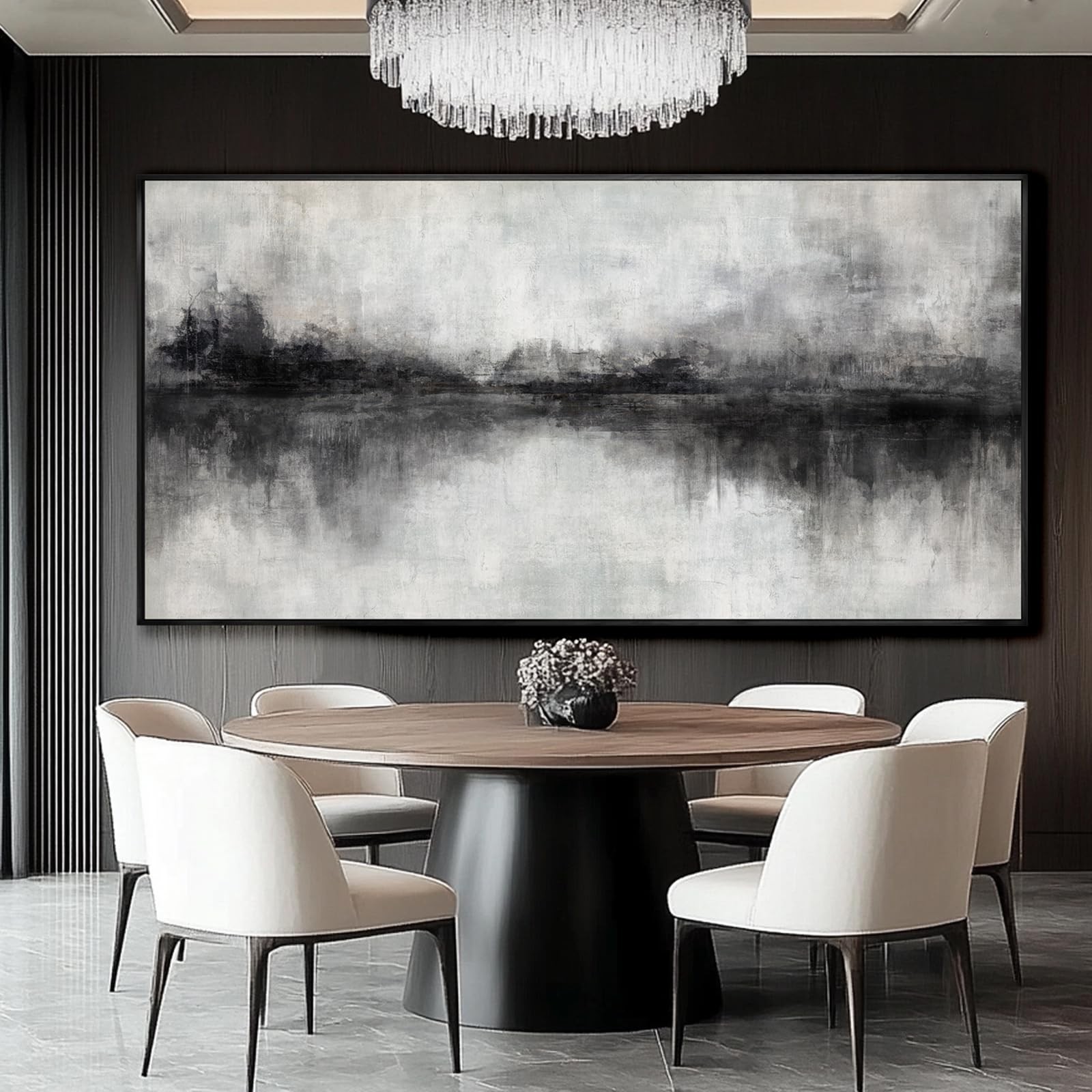 Large Abstract Canvas Wall Art Black and Grey Art Pictures for Wall Decor 29"…
