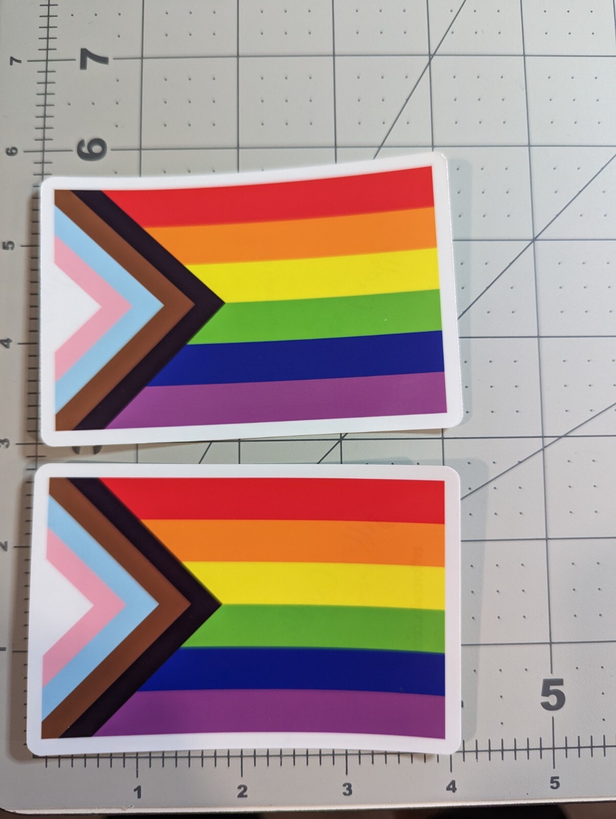 Pride flag die-cut stickers 4×2.6" your choice two pack 2pk