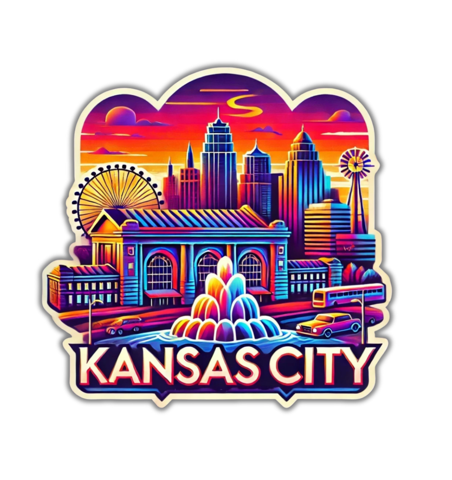 Kansas City Fridge Magnet or Laptop Sticker