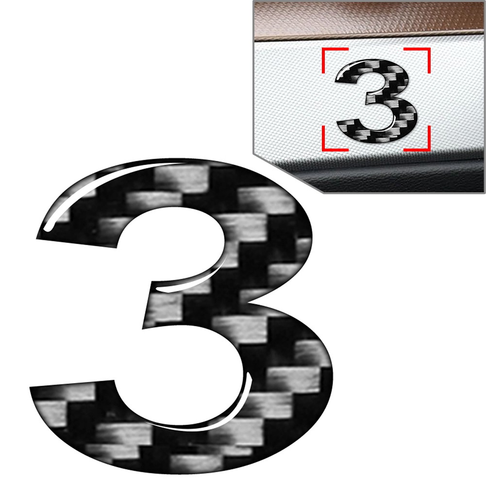 Window Door Wall Car Badge Emblem Number Signs Decals Stickers 3 Carbon Black