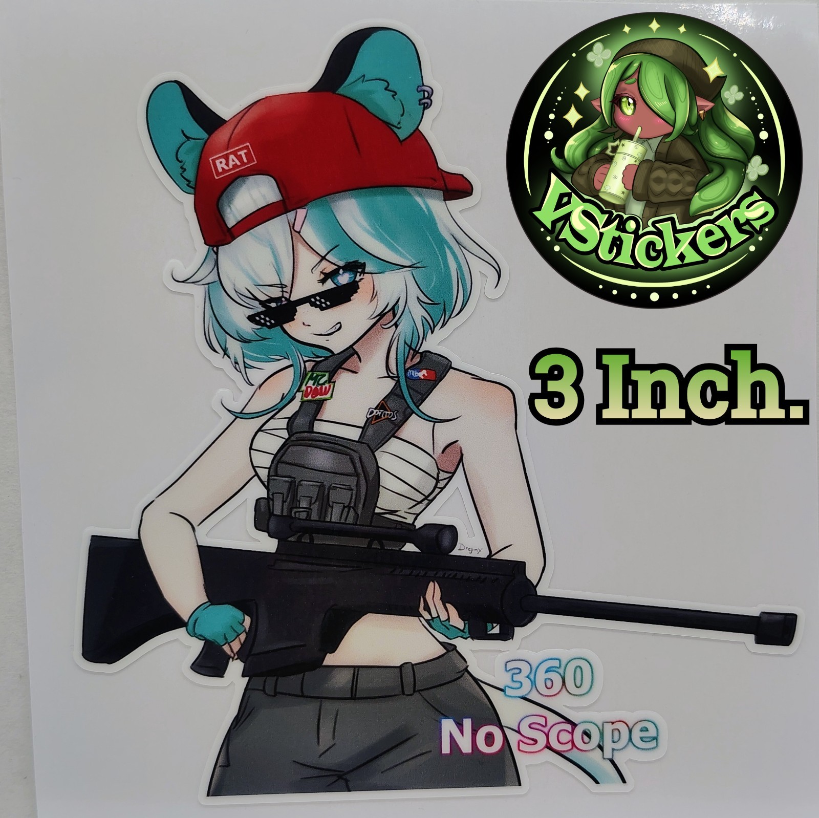 [Vtuber][3 Inch.] Kourra 360 No Scope Meme – Water-Resistant Fan Art Sticker!