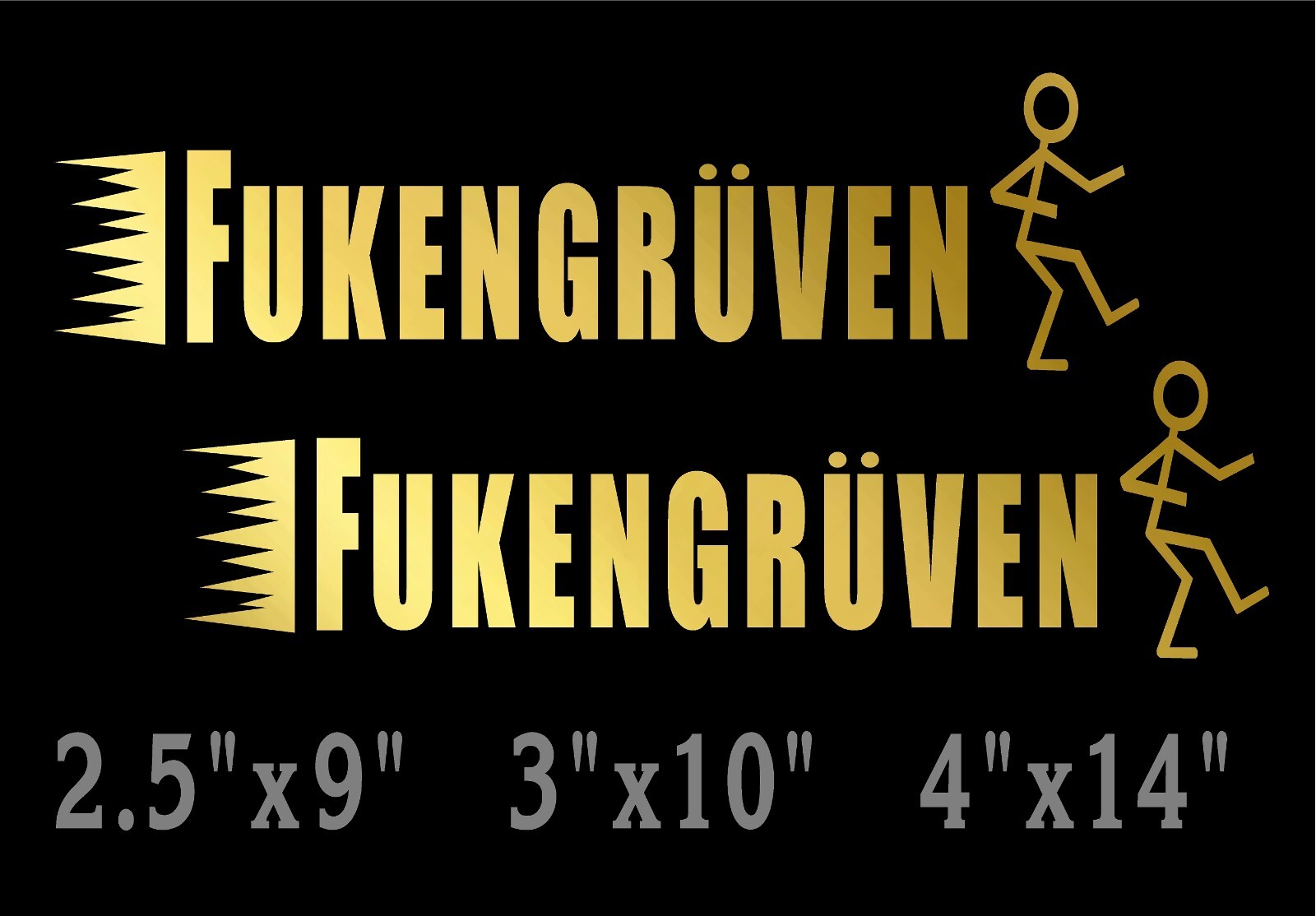 FUKENGRUVEN Decal with Stick Person funny window vinyl sticker x 2